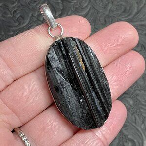 Rough Black Tourmaline Pendant Stone Crystal Jewelry